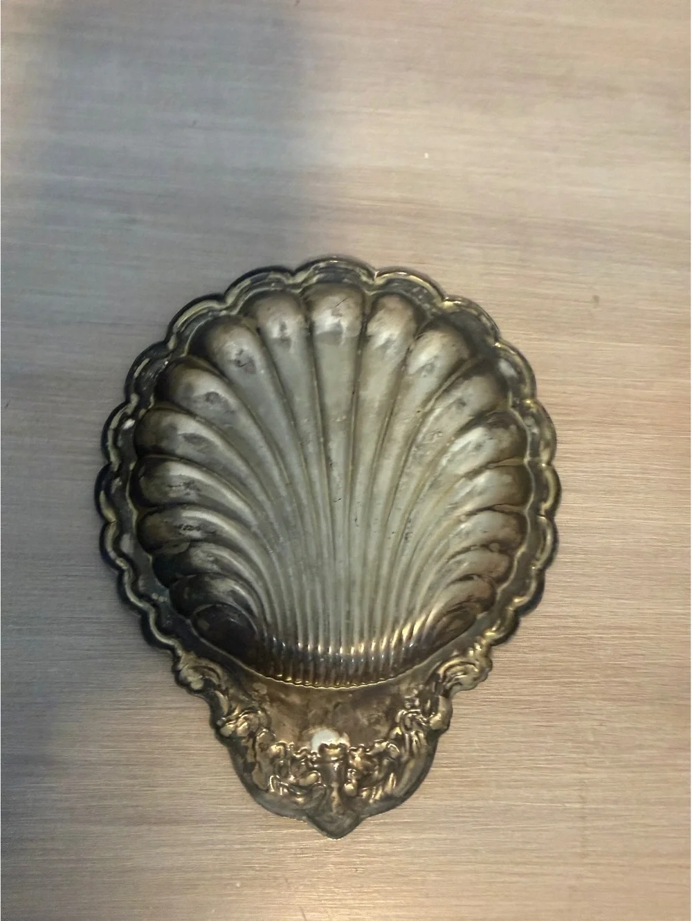 Vintage Silver-Tone Shell Shaped Decorative Dish
